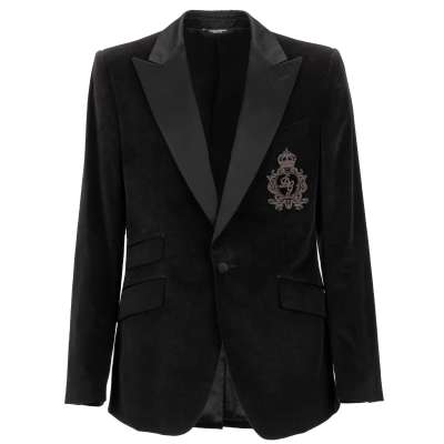 DG Logo Crown Velvet Tuxedo Blazer SICILIA Black 48 38 M