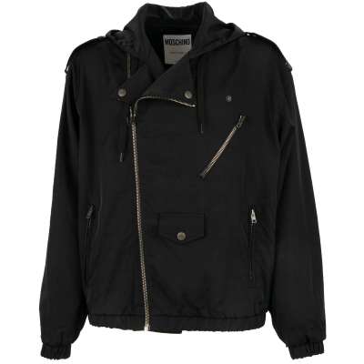 COUTURE Oversize Nylon Biker Jacket Coat Black 50 M L