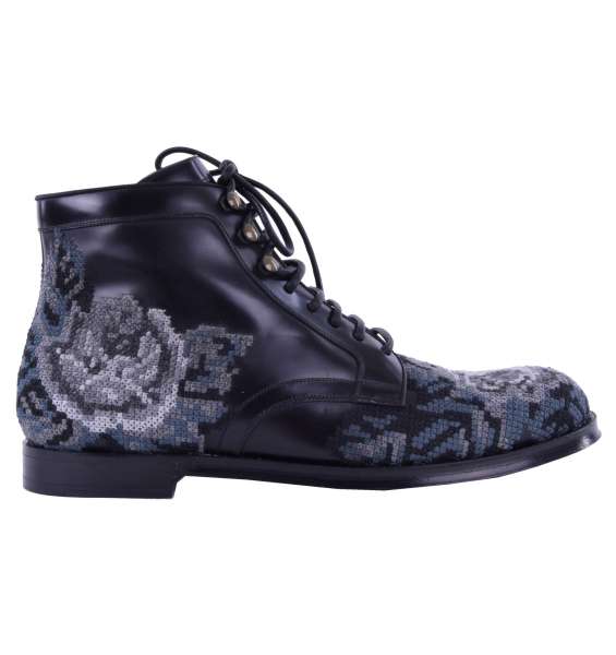 Baroque Style floral embroidered Boots by DOLCE & GABBANA 