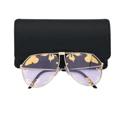 DJ KHALED Pilot Style Metal Sunglasses DG 2248 Gold Purple