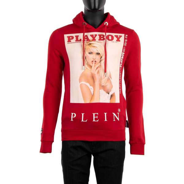 Kapuzenpullover / Hoodie Sweater mit Magazin Cover Print von Victoria Silvstedt vorne und Philipp Plein Logo auf der Rückseite von PHILIPP PLEIN x PLAYBOY