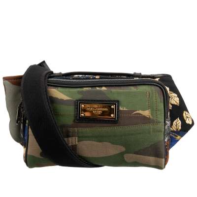 Camouflage Military Jacquard DG Metal Gold Logo Waist Bag