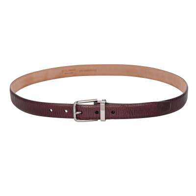 Metal Buckle Lizard Leather Belt Bordeaux 95 38