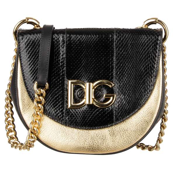 Crossbody / Shoulder Bag WiFi Bag made of snake, goat and calf leather with DG Logo, outer pocket and chain strap by DOLCE & GABBANA