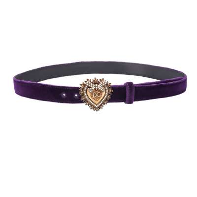 DEVOTION Pearl Heart Leather Belt Purple Gold 80 32 S