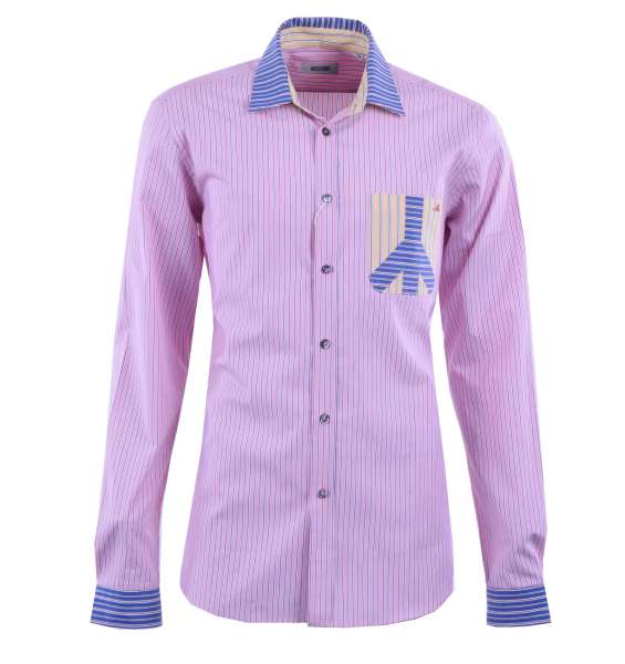 Striped Cotton Shirt with Contrast Collar by MOSCHINO First Line