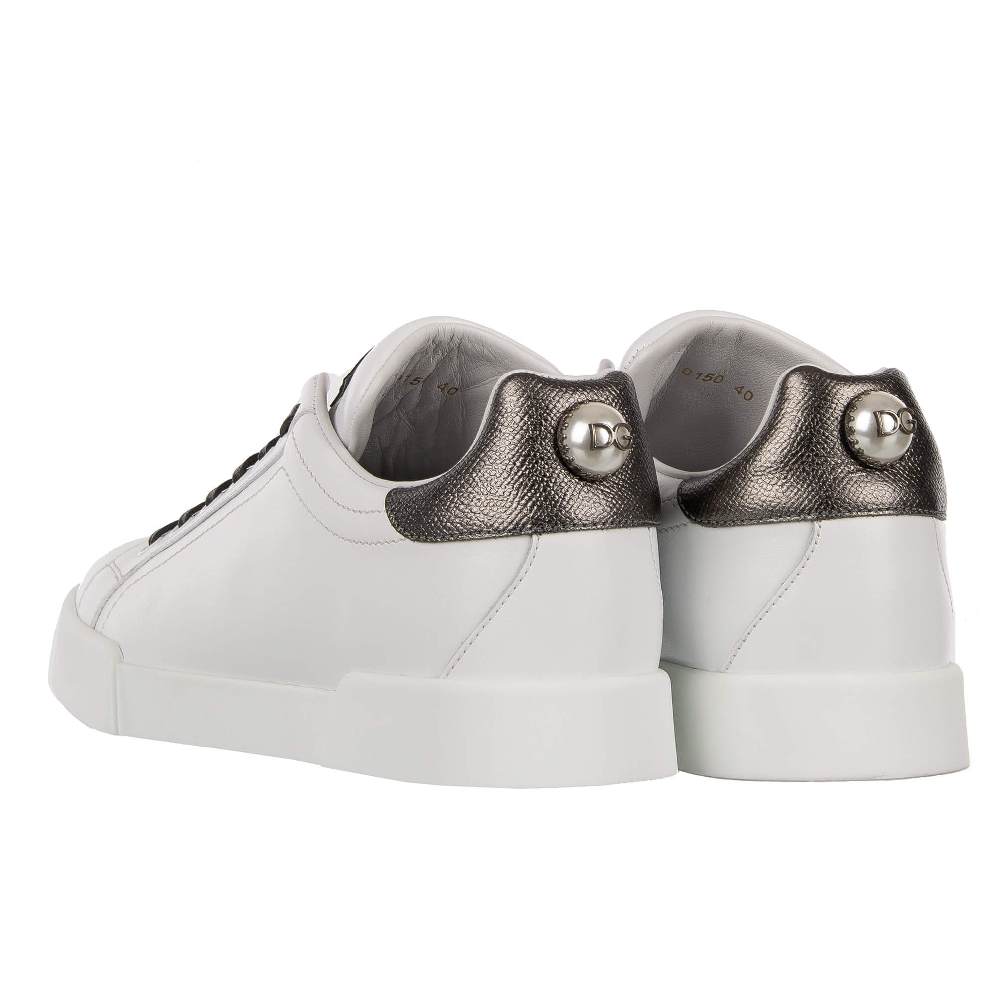 Dolce & Gabbana DG Pearl Logo Sneaker PORTOFINO White Silver | FASHION ...