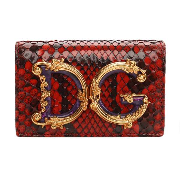 Snake Leather Micro Belt Bag DG GIRL with DG Logo plate in red and gold by DOLCE & GABBANA
