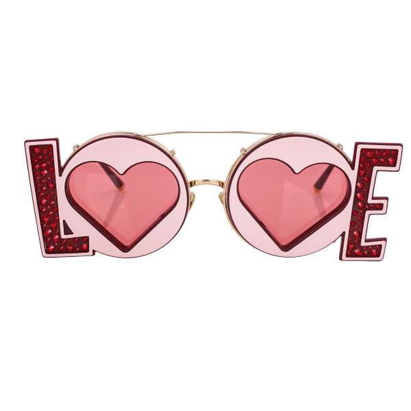  Limited Edition LOVE Sunglasses DG 2217B with hearts and crystals in pik and red by DOLCE & GABBANA