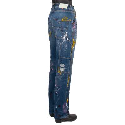 Virgil Abloh Painted Vintage Carpenter Pants Jeans with Logo Blue 32 M