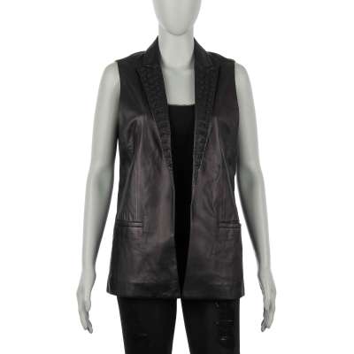 COUTURE Leather Jacket Vest HOMMAGE A ELVIS Black S