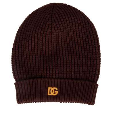 DG Logo Cashmere Hat Beanie Burgundy Brown