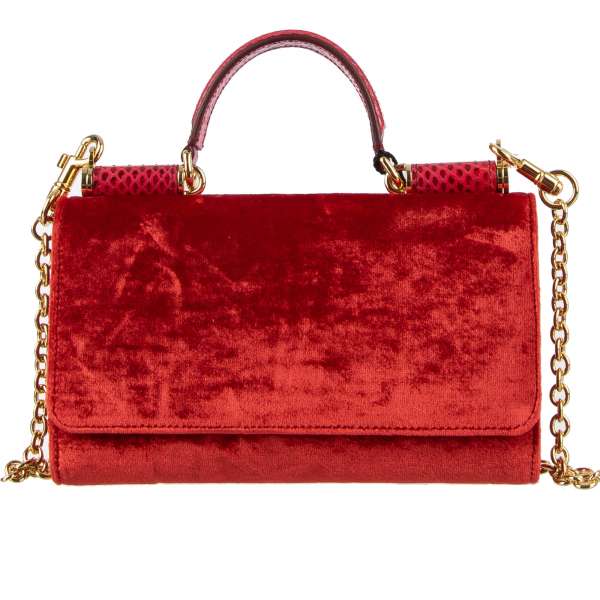 Crossbody velvet clutch bag / wallet SICILY VON BAG with logo plate and many pockets by DOLCE & GABBANA