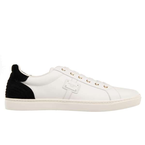 Low-Top Sneaker LONDON with DG logo plate in black and white by DOLCE & GABBANA