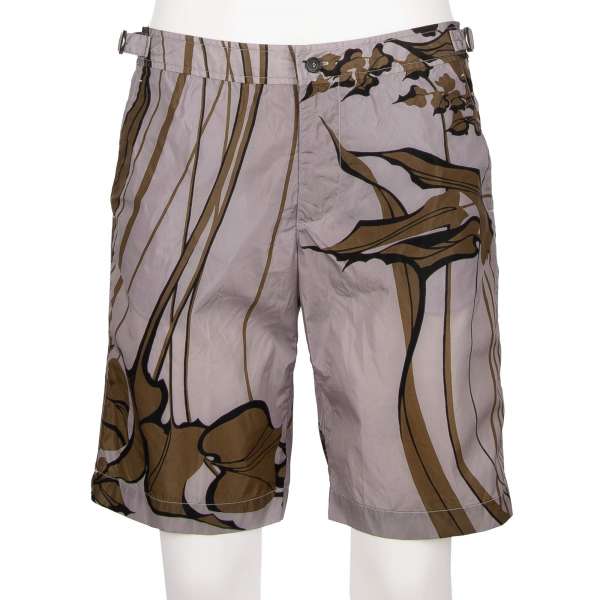 Erweiterbare Badeshorts / Badehose mit floralem Print, Innenslip, Logo und Taschen von DOLCE & GABBANA Beachwear