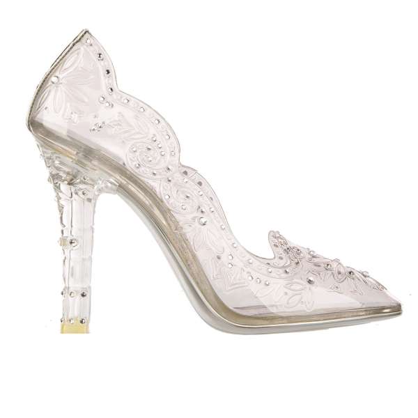 Transparent Cinderella Pumps aus PVC mit Kristallen-Verzierung in Silber DOLCE & GABBANA