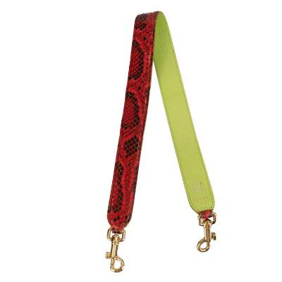 Snake Leather Bag Strap Handle Green Red Gold