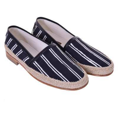 Gestreifte Canvas Espadrilles Schuhe PIANOSA Schwarz Weiß
