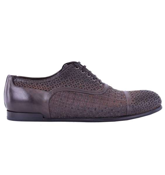 Woven calfskin derby shoes SIRACUSA with Grid-Deisgn by DOLCE & GABBANA Black Label