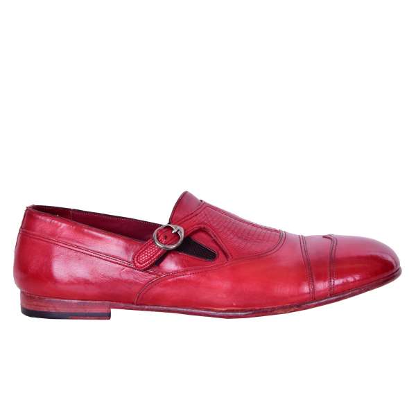 Varan & calf leather loafer shoes AMALFI with a side buckle by DOLCE & GABBANA