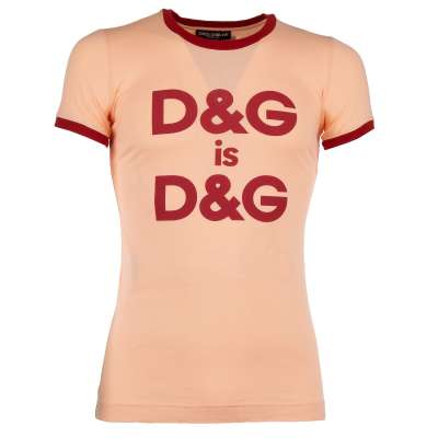 Cotton T-Shirt with D&G is D&G Logo Print Pink Red