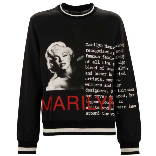 Cotton Sweater / Sweatshirt with Marilyn Monroe picture print in black and white by DOLCE & GABBANA