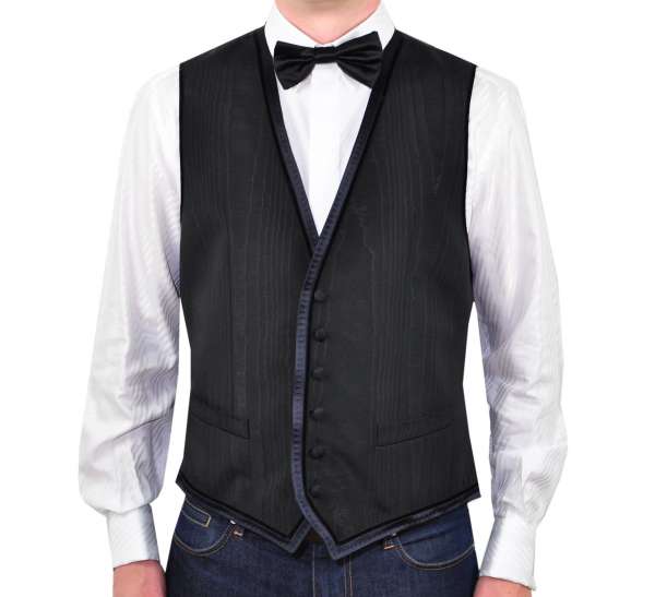 Moire Fabric Waistcoat with contrast stripes by D&G Dolce&Gabbana