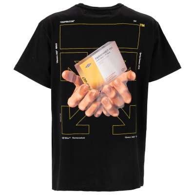 Virgil Abloh Arrows Hands Pharma Oversize Logo Cotton T-Shirt Black M