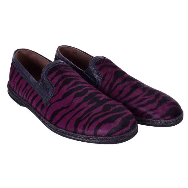 Loafer aus Ponyfell MONDELLO mit Zebra Print und Details aus Krokodilleder von DOLCE & GABBANA Black Label