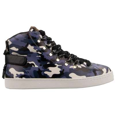 Camouflage DG Logo High Top Leather Sneaker Shoes Blue