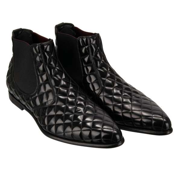 Pointy Ankle Boots Shoes MILLENIALS made of calfskin embellished with metal logo heel by DOLCE & GABBANA