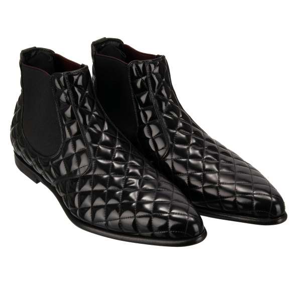 Klassische Glattleder Stiefeletten COPERNICO gesteppt in Schwarz von DOLCE & GABBANA