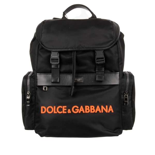 Rucksack aus Nylon im Military Stil mit Außentaschen und großem Logo von DOLCE & GABBANA