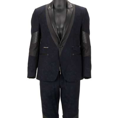 HARRIS Kunst Leder Anzug Jacke Hose Schwarz Blau 48 38 M 