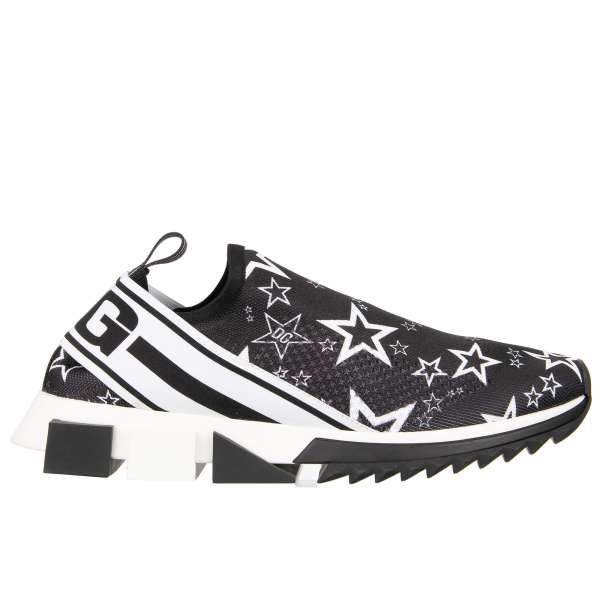 Low Top Sneaker SORRENTO made of stretch fabric with massive rubber sole, logo stripes and stars pattern by DOLCE & GABBANA