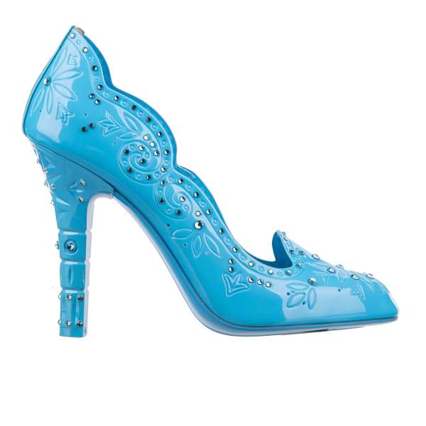 Cinderella Pumps aus PVC mit Kristallen-Verzierung in Türkis Blau DOLCE & GABBANA