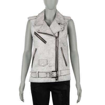 COUTURE Leather Jacket Vest GOING CRAZY White S