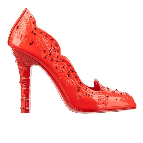 Cinderella Pumps made of PVC embellished with rhinestones in red by DOLCE & GABBANA 