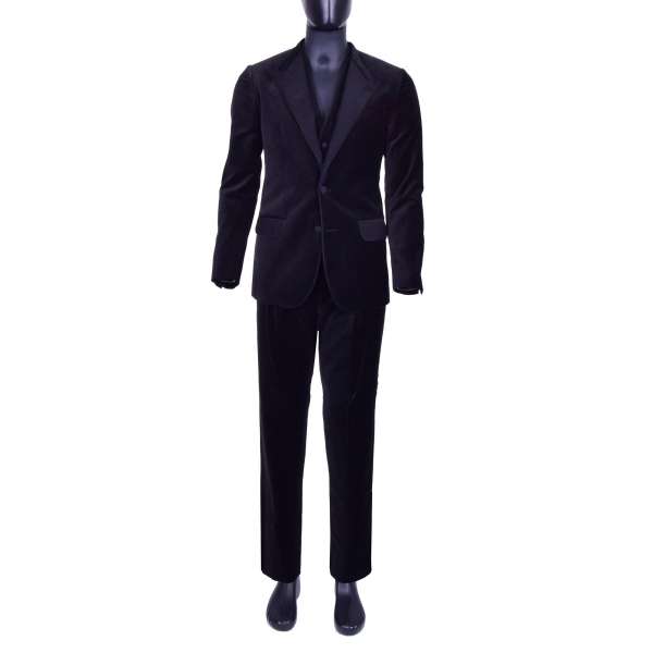 3 Pieces mat velvet suit with contrast reverse by DOLCE & GABBANA Black Label
