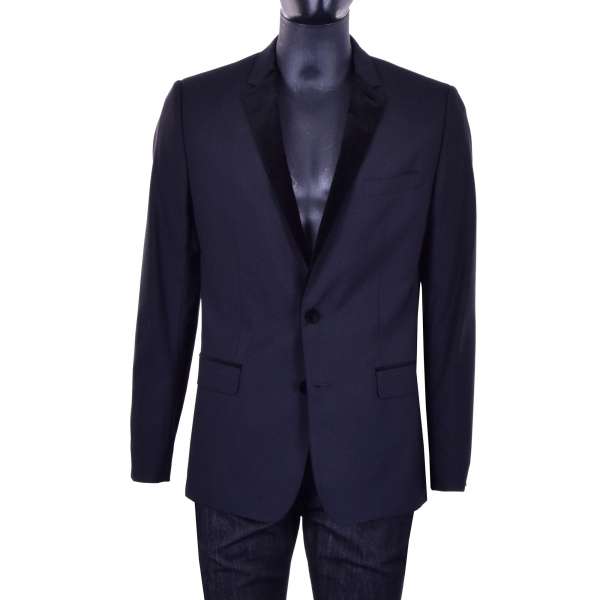 Klassischer Blazer / Tuxedo aus Schurwolle mit Samt Revers in Schwarz von DOLCE & GABBANA Black Label - MARTINI Line