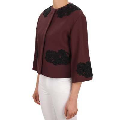 Barock Blumen Spitze Jacke Bordeaux IT 36 DE 32 34 XS