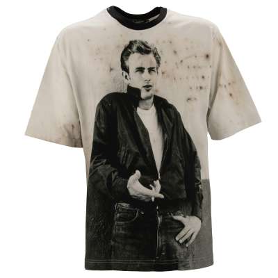 Oversize Cotton T-Shirt James Dean Picture Black Gray 52 L XL