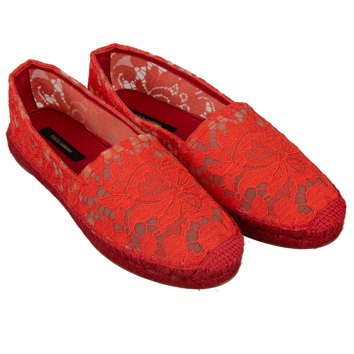 Dolce Gabbana Light Floral Lace Espadrilles Red 36 FASHION ROOMS