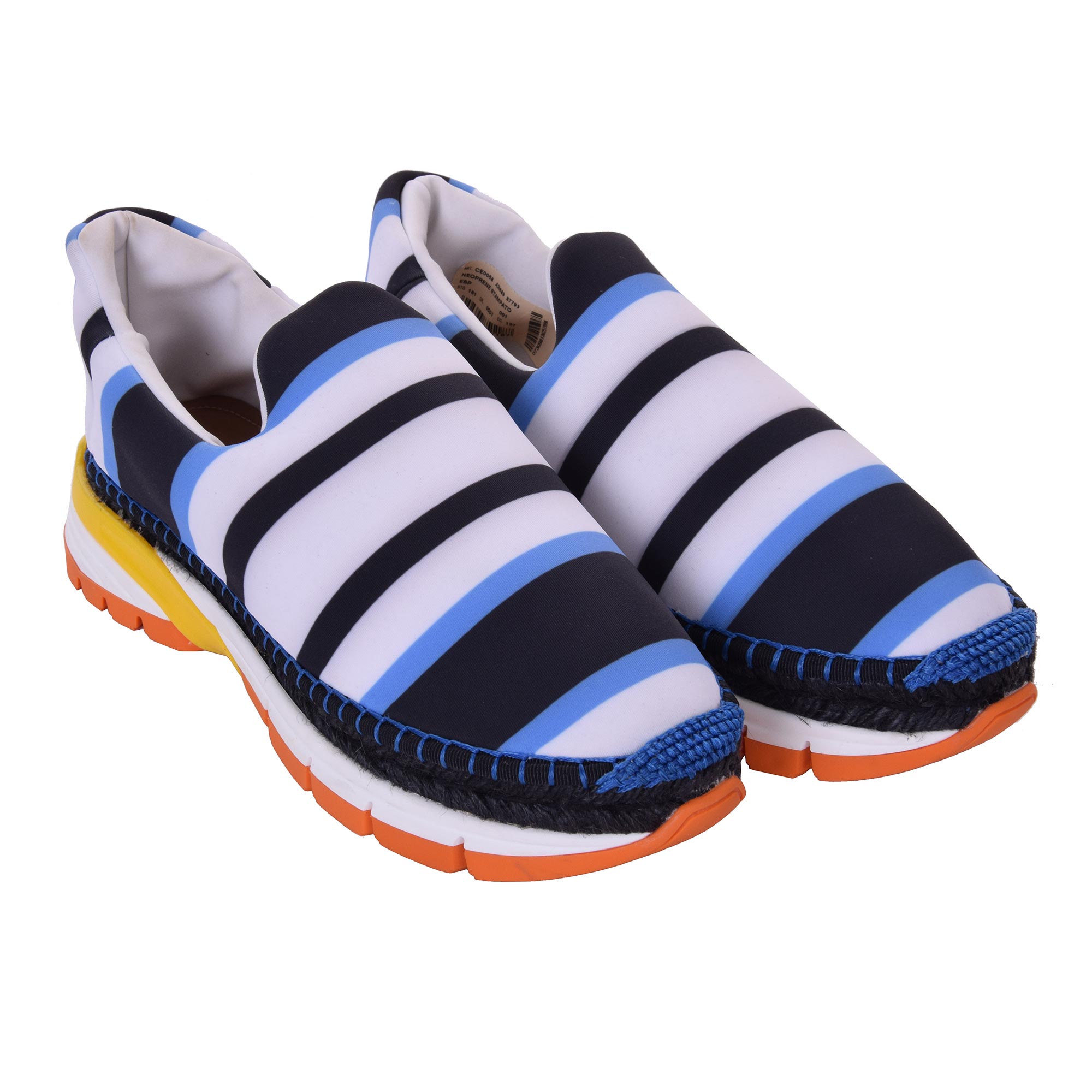 Dolce Gabbana Striped Neoprene Espadrilles Sneaker Blue White 39