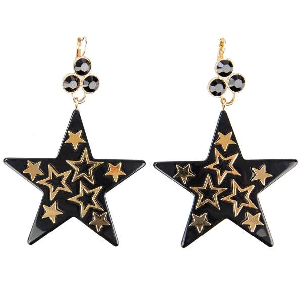 "Stelle" Star Earrings with metal stars in Gold and Black by DOLCE & GABBANA
