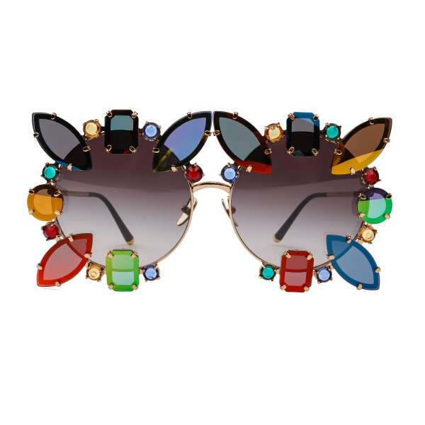 Limited Edition round jeweled Oversize Sunglasses DG2207 with multicolor crystals and plastic elements by DOLCE & GABBANA