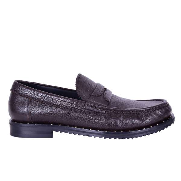 Leather moccasins GENOVA with stable sole and studs by DOLCE & GABBANA Black Label