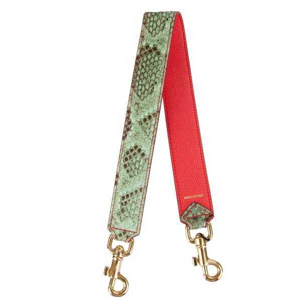 Dauphine and snake leather bag Strap / Handle in green, red and gold by DOLCE & GABBANA