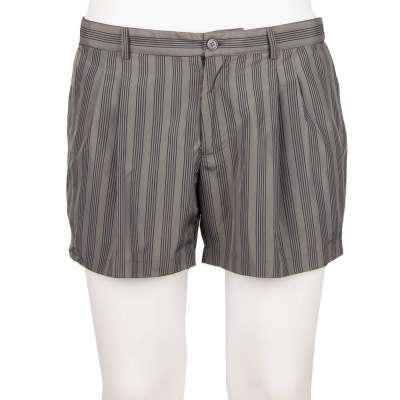 Gestreifte Beachwear Badeshorts mit Logo Grau 4M