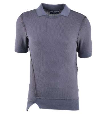 Knitted Silk Polo Shirt Gray 44 XS
